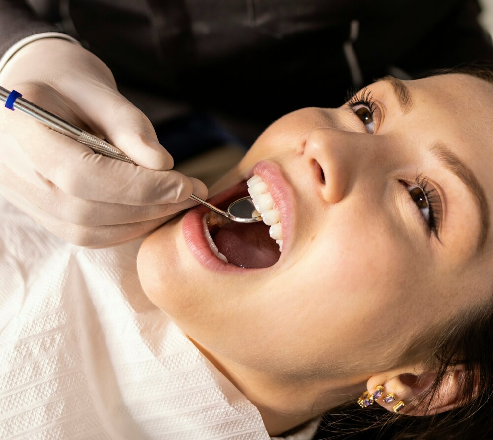 A happy patient having a dental examination